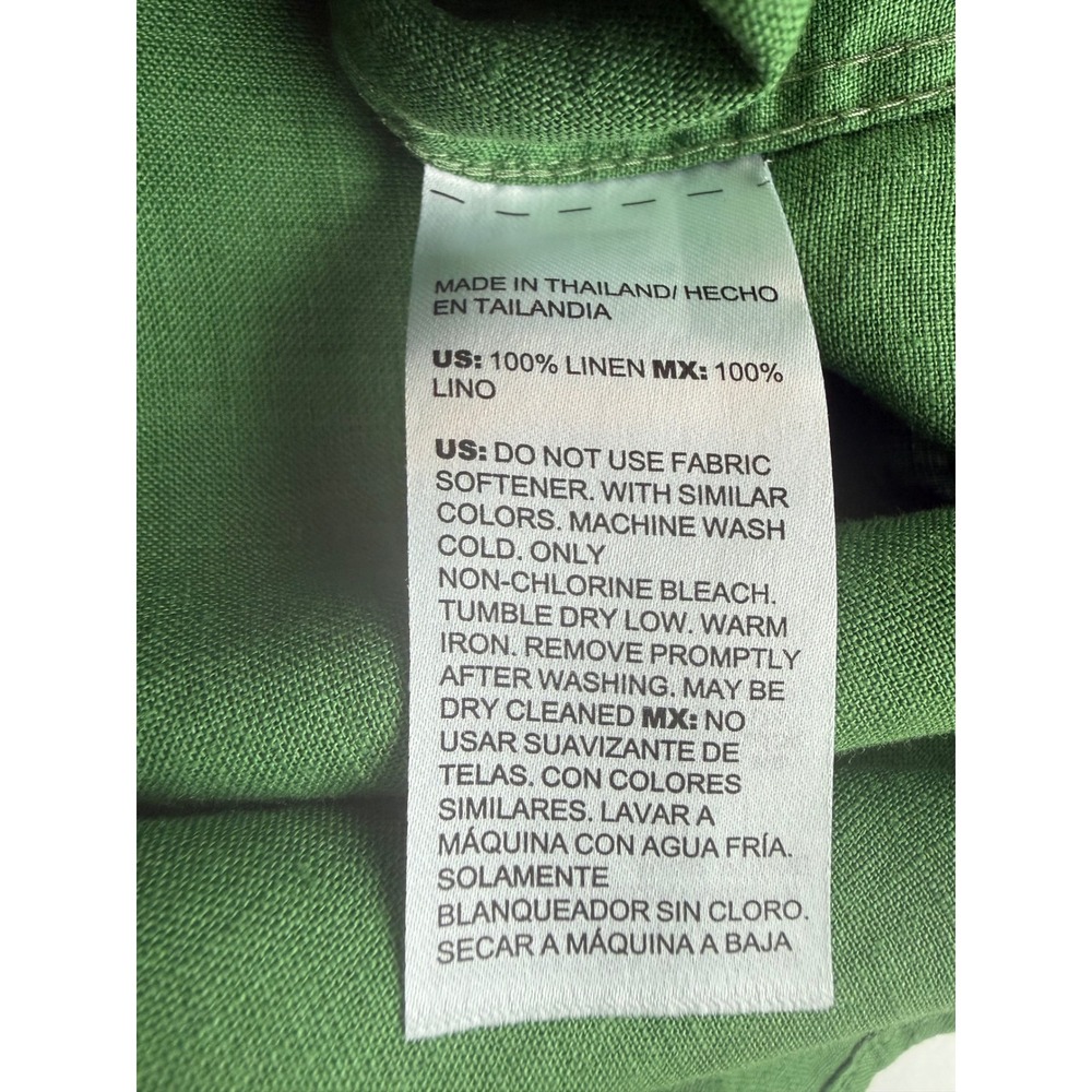 Chico's 100% Linen Button Down Shirt Green Size 2 US 12 Long Sleeve Top NWT - Picture 4 of 7
